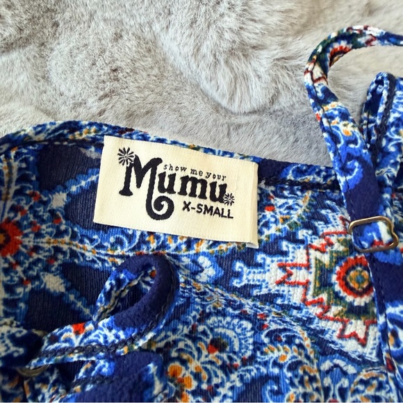 Show Me Your Mumu Blue Paisley Mandala Rosarita Romper XS - Picture 3 of 8